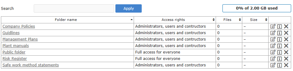 Folder view - Documents HSE Manager